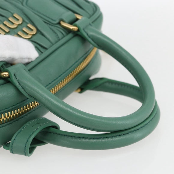 Miu Miu Matelasse Arkady Hand Bag Leather 2way Gold Light green Auth 159849SAM