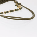 LOEWE Ora Medium Chain Shoulder Bag Raffia 2way Khaki Gold Auth 159851SAV-9