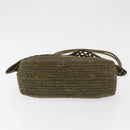 LOEWE Ora Medium Chain Shoulder Bag Raffia 2way Khaki Gold Auth 159851SAV-5
