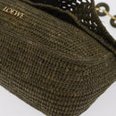 LOEWE Ora Medium Chain Shoulder Bag Raffia 2way Khaki Gold Auth 159851SAV-17
