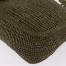 LOEWE Ora Medium Chain Shoulder Bag Raffia 2way Khaki Gold Auth 159851SAV-19