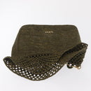 LOEWE Ora Medium Chain Shoulder Bag Raffia 2way Khaki Gold Auth 159851SAV-21