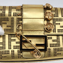 FENDI Zucca Canvas Mini Baguette Shoulder Bag Gold Auth 159852SM-9