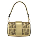 FENDI Zucca Canvas Mini Baguette Shoulder Bag Gold Auth 159852SM-2