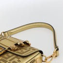 FENDI Zucca Canvas Mini Baguette Shoulder Bag Gold Auth 159852SM-8