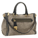 PRADA Hand Bag Leather 2way Beige Gold Auth 159876-1
