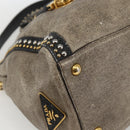 PRADA Hand Bag Leather 2way Beige Gold Auth 159876-13