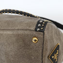 PRADA Hand Bag Leather 2way Beige Gold Auth 159876-14
