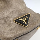 PRADA Hand Bag Leather 2way Beige Gold Auth 159876-16