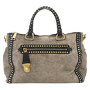 PRADA Hand Bag Leather 2way Beige Gold Auth 159876-2