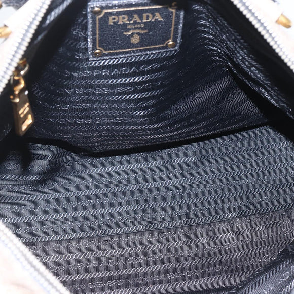 PRADA Hand Bag Leather 2way Beige Gold Auth 159876