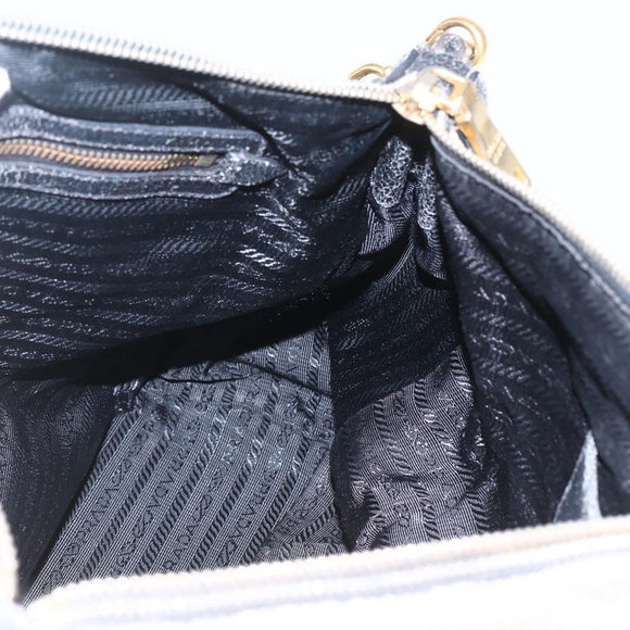 PRADA Hand Bag Leather 2way Beige Gold Auth 159876