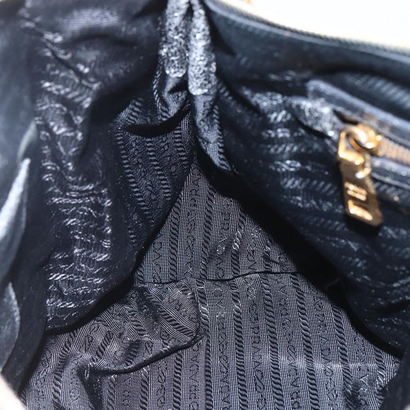 PRADA Hand Bag Leather 2way Beige Gold Auth 159876