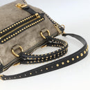 PRADA Hand Bag Leather 2way Beige Gold Auth 159876-9