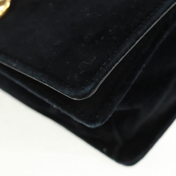 PRADA Chain Shoulder Bag Velor Black Gold Auth 159877SAV