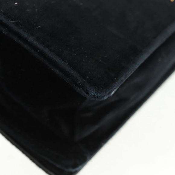 PRADA Chain Shoulder Bag Velor Black Gold Auth 159877SAV