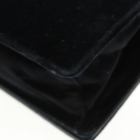 PRADA Chain Shoulder Bag Velor Black Gold Auth 159877SAV