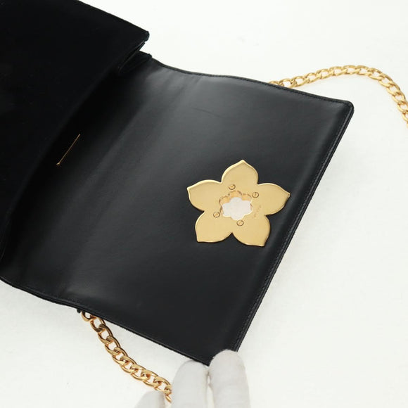 PRADA Chain Shoulder Bag Velor Black Gold Auth 159877SAV
