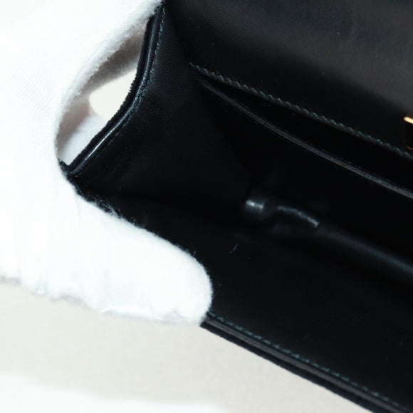 PRADA Chain Shoulder Bag Velor Black Gold Auth 159877SAV