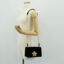 PRADA Chain Shoulder Bag Velor Black Gold Auth 159877SAV-26