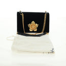 PRADA Chain Shoulder Bag Velor Black Gold Auth 159877SAV-12