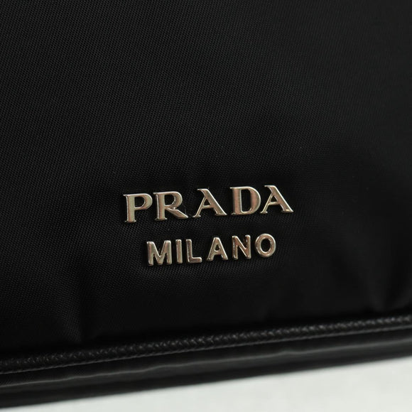 PRADA Hand Bag Nylon Black Silver Auth 159878V