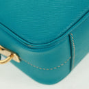 PRADA Shoulder Bag Safiano leather Turquoise Blue Gold Auth 159879SAV-12