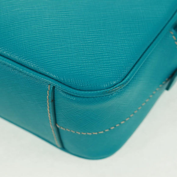 PRADA Shoulder Bag Safiano leather Turquoise Blue Gold Auth 159879SAV