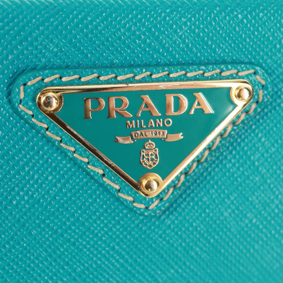 PRADA Shoulder Bag Safiano leather Turquoise Blue Gold Auth 159879SAV
