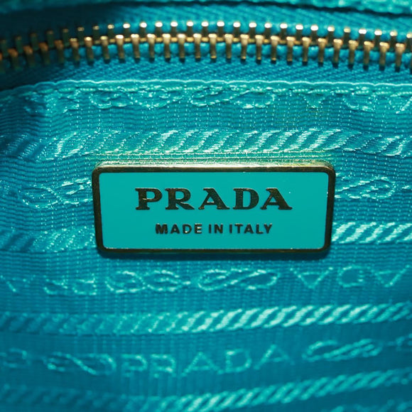 PRADA Shoulder Bag Safiano leather Turquoise Blue Gold Auth 159879SAV