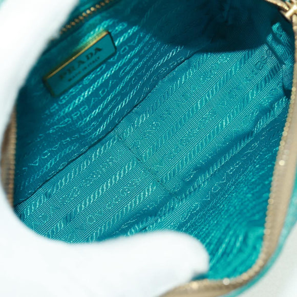 PRADA Shoulder Bag Safiano leather Turquoise Blue Gold Auth 159879SAV