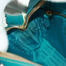 PRADA Shoulder Bag Safiano leather Turquoise Blue Gold Auth 159879SAV-22