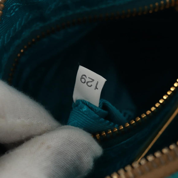 PRADA Shoulder Bag Safiano leather Turquoise Blue Gold Auth 159879SAV