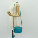 PRADA Shoulder Bag Safiano leather Turquoise Blue Gold Auth 159879SAV-27