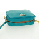 PRADA Shoulder Bag Safiano leather Turquoise Blue Gold Auth 159879SAV-6