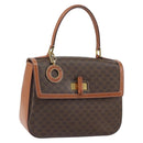 CELINE Circle Macadam Canvas Hand Bag PVC Leather Brown Gold Auth 159882-1