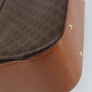 CELINE Circle Macadam Canvas Hand Bag PVC Leather Brown Gold Auth 159882-17