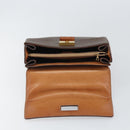 CELINE Circle Macadam Canvas Hand Bag PVC Leather Brown Gold Auth 159882-9