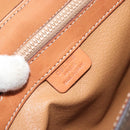 CELINE Circle Macadam Canvas Hand Bag PVC Leather Brown Gold Auth 159882-20