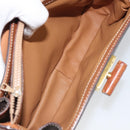CELINE Circle Macadam Canvas Hand Bag PVC Leather Brown Gold Auth 159882-10