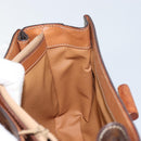 CELINE Circle Macadam Canvas Hand Bag PVC Leather Brown Gold Auth 159882-21