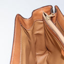 CELINE Circle Macadam Canvas Hand Bag PVC Leather Brown Gold Auth 159882-22