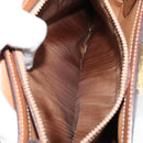 CELINE Circle Macadam Canvas Hand Bag PVC Leather Brown Gold Auth 159882-11