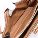 CELINE Circle Macadam Canvas Hand Bag PVC Leather Brown Gold Auth 159882-24
