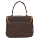 CELINE Circle Macadam Canvas Hand Bag PVC Leather Brown Gold Auth 159882-2