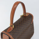 CELINE Circle Macadam Canvas Hand Bag PVC Leather Brown Gold Auth 159882-6