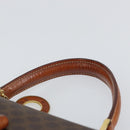CELINE Circle Macadam Canvas Hand Bag PVC Leather Brown Gold Auth 159882-14