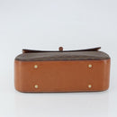 CELINE Circle Macadam Canvas Hand Bag PVC Leather Brown Gold Auth 159882-5