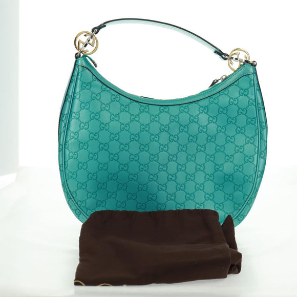 GUCCI GG Canvas Guccissima Bag Light Blue Silver Gold 232962 Auth 159906SAV
