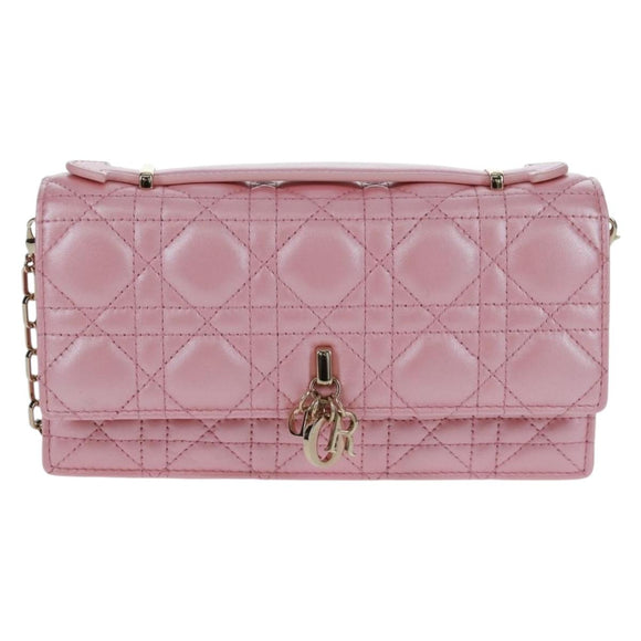 Christian Dior Cannage Miss Dior Chain Bag Leather 2way Pink Auth 159907SAM